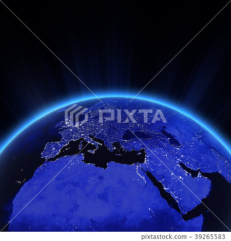 Europe city lights at night 3d rendering - Stock Illustration [39265583 ...