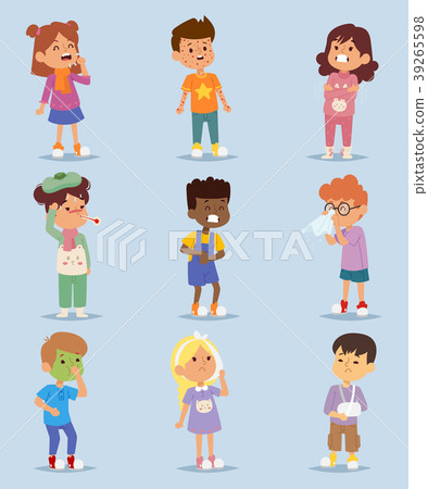 Children Sickness Illness Disease Little Kids Stock Illustration