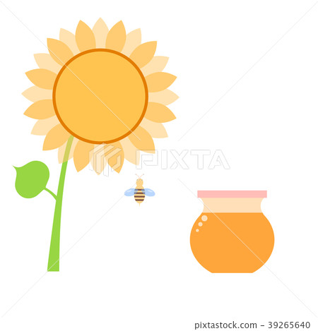 Honey in a can of bee and sunflower . Honey in a can of bee and sunflower . 39265640
