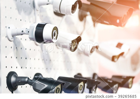 Rows of  white an black professional surveillanc 39265685