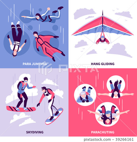 Skydiving Concept Icons Set 39266161