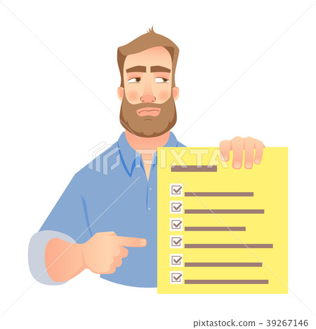 man holding checklist man holding checklist 39267146