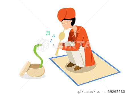 Snake charmer and cobra in flat vector design Snake charmer and cobra in flat vector design 39267380