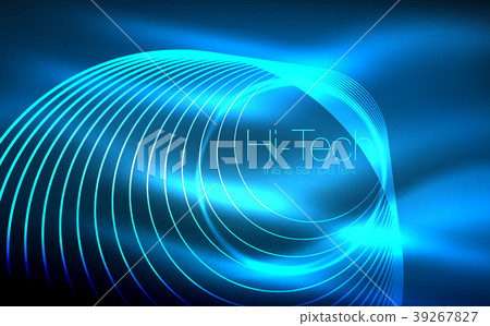 Circular glowing neon shapes, techno background Circular glowing neon shapes, techno background 39267827