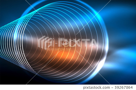 Circular glowing neon shapes, techno background Circular glowing neon shapes, techno background 39267864