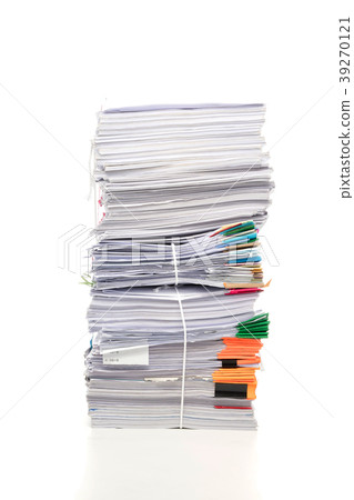 Stack of business document papers  isolated 39270121