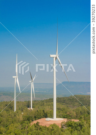 wind turbine generating electricity with blue sky wind turbine generating electricity with blue sky 39270233