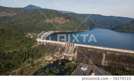 Aerial photos of  Large Dam .in Thailand . 39270510
