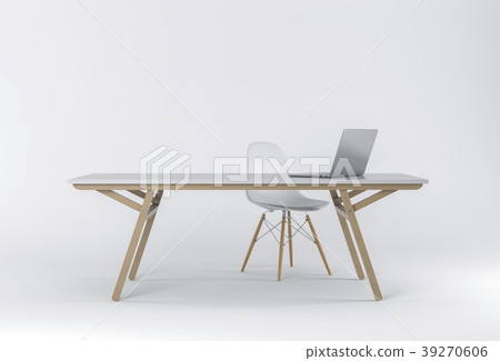 3D render of Studio with desk, chair and laptop. 39270606