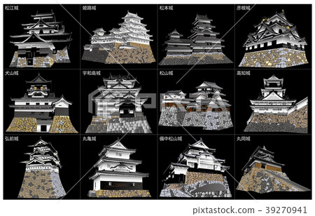 Japanese castle extant Tenshu black back 39270941