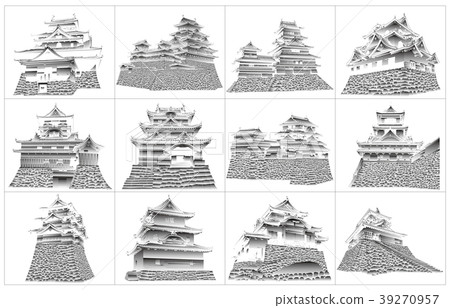 Japanese castle extant tower black and white 2 Japanese castle extant tower black and white 2 39270957