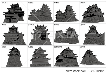 日本城堡現存城堡黑色 日本城堡現存城堡黑色 39270984