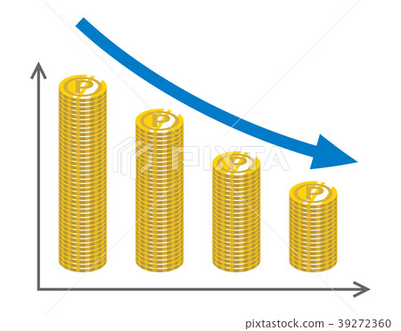 Falling graph coin-points - Stock Illustration [39272360] - PIXTA