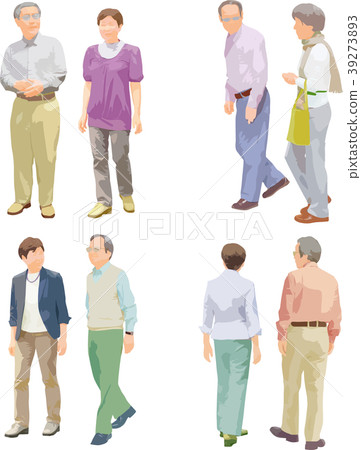 Whole body person illustration _ senior couple Whole body person illustration _ senior couple 39273893