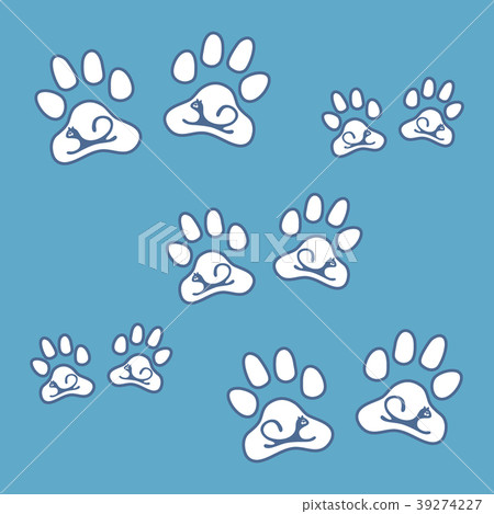 silhouette cats lying inside animal traces on a 39274227