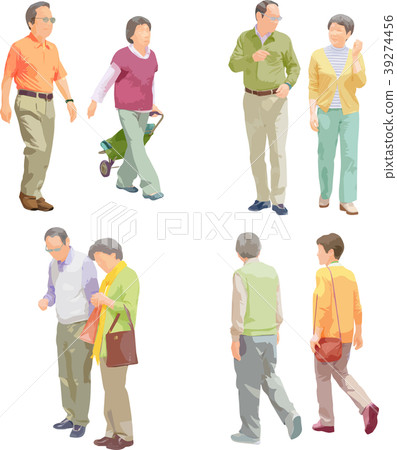 Whole body person illustration _ senior couple 39274456