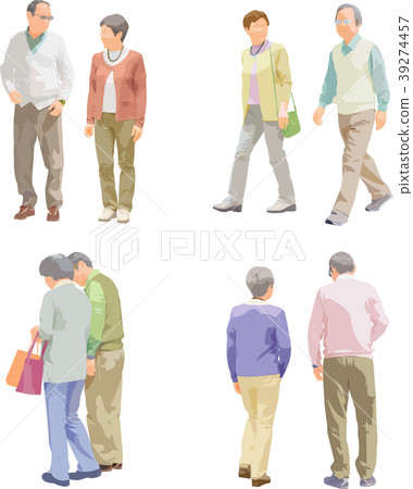 Whole body person illustration _ senior couple 39274457