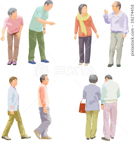 Whole body person illustration _ senior couple 39274458