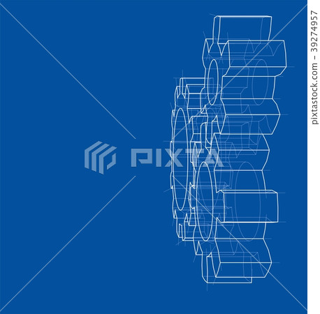 3D gear wheel. Vector 39274957