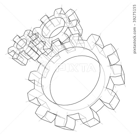 3D gear wheel. Vector 3D gear wheel. Vector 39275155