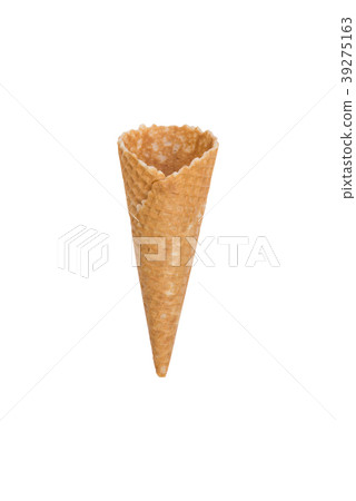 Single waffle ice cream cone isolated on white Single waffle ice cream cone isolated on white 39275163