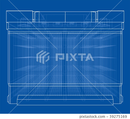 Battery car outline. Vector rendering of 3d Battery car outline. Vector rendering of 3d 39275169