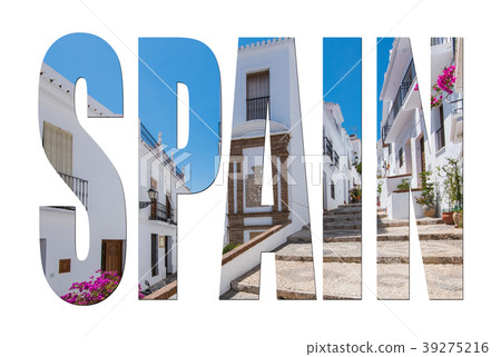 Spain letters isolated, post card template 39275216