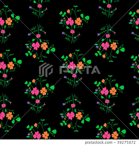 Hand drawn seamless floral pattern - Stock Illustration [39275872] - PIXTA