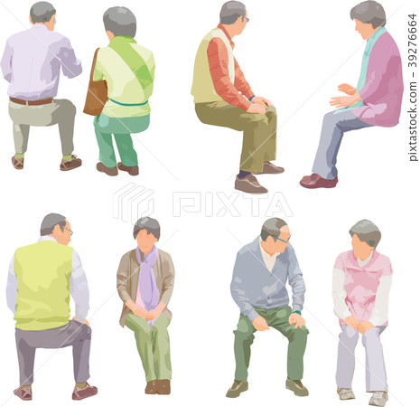 Whole body person illustration _ senior sitting person 39276664