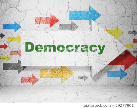 Political concept: arrow with Democracy on grunge Political concept: arrow with Democracy on grunge 39277901
