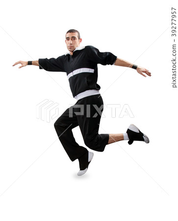 Teenager dancing break dance in action 39277957