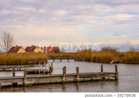 Wooden piers in Neusiedler See in town Rust  39278636