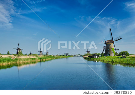 Windmills at Kinderdijk in Holland. Netherlands 39278850