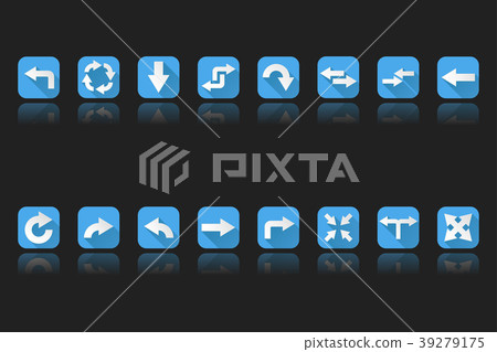 Arrows. Set of blue icons on black background 39279175
