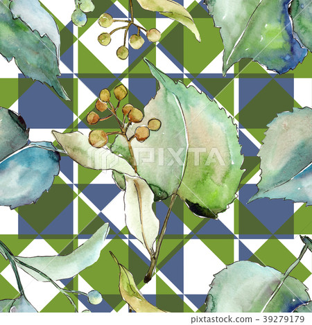 Linden leaves pattern  in a watercolor style. 39279179