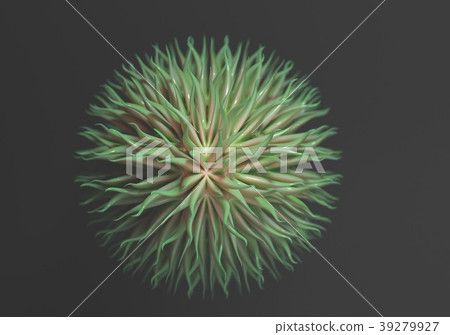 Virus cells with tentacles or bacteria. 3d render. 39279927