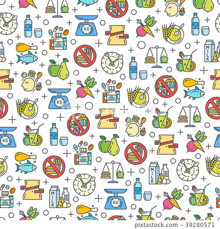 Healthy diet icons seamless pattern. 39280571