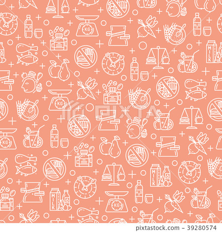 Seamless pattern with healthy diet icons 39280574