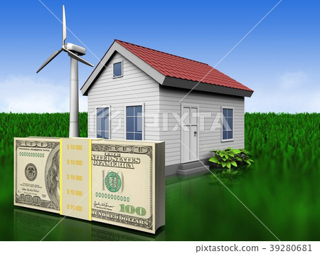 3d money over meadow 39280681