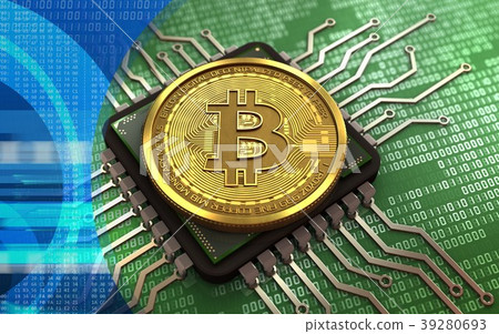 3d bitcoin computer chip 39280693