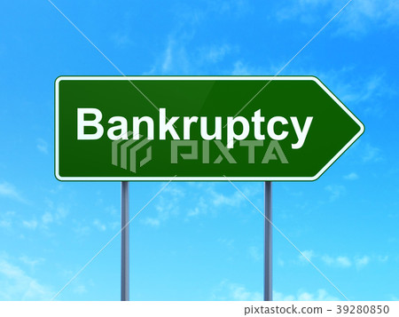 Currency concept: Bankruptcy on road sign 39280850