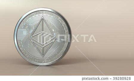 3d illustration of ethereum silver coin 39280928