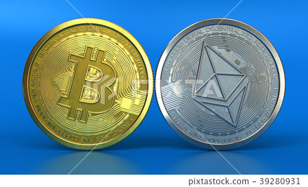 3d illustration of bitcoin and ethereum coins  39280931