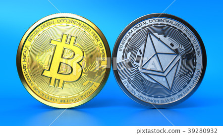 3d illustration of bitcoin and ethereum coins 39280932