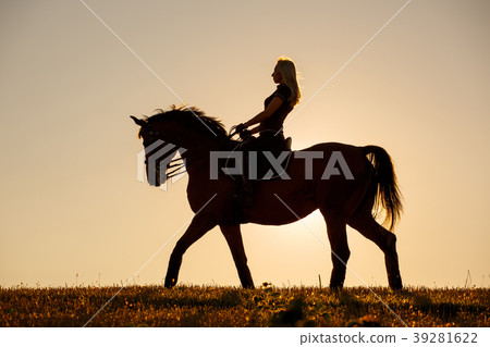 Cowboy silhouette on a horse Cowboy silhouette on a horse 39281622