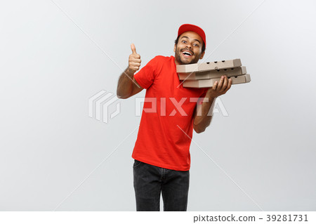 Delivery Concept - Portrait of Handsome African Delivery Concept - Portrait of Handsome African 39281731