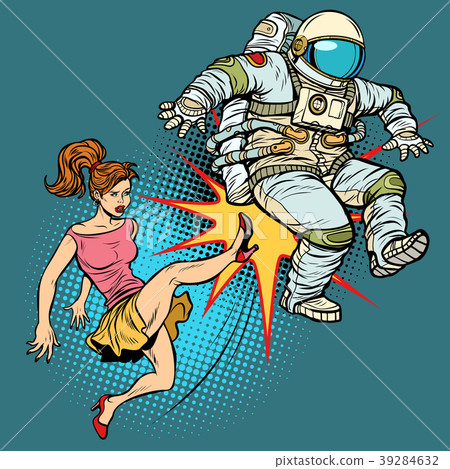 The woman kicks an astronaut family quarrel 39284632