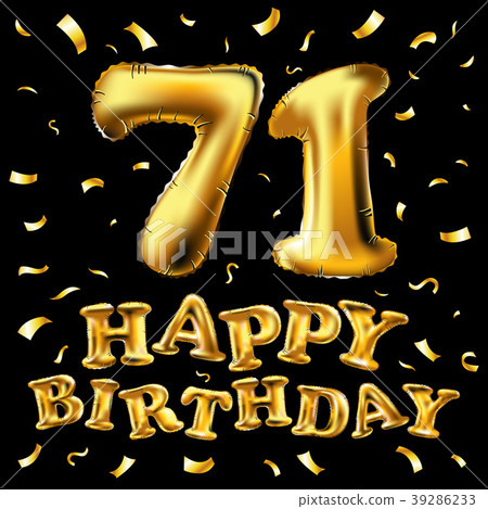 vector happy birthday 71 celebration gold balloon 39286233