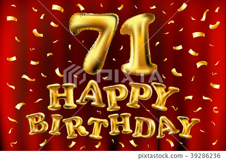 vector happy birthday 71 celebration gold balloon 39286236