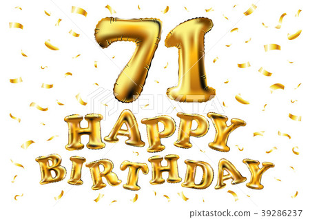 vector happy birthday 71 celebration gold balloon 39286237